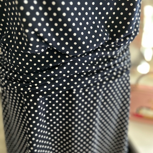 Navy Polka Dot Sleeveless Dress 10 - Picture 3 of 11